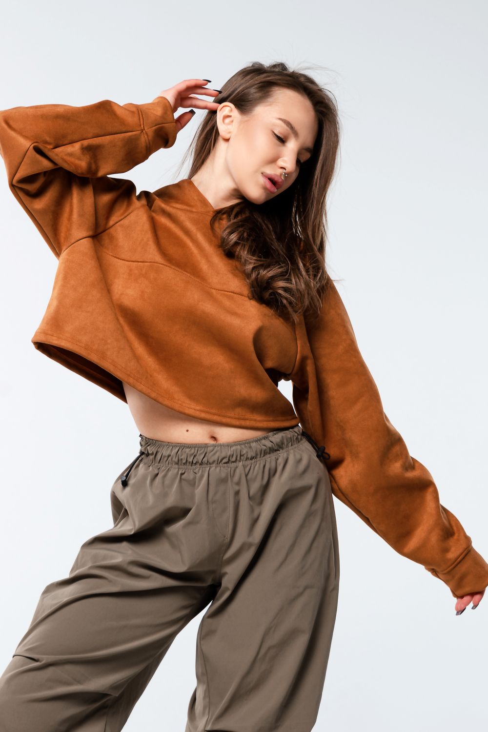 Свитшот 2 оверсайз короткий - охра