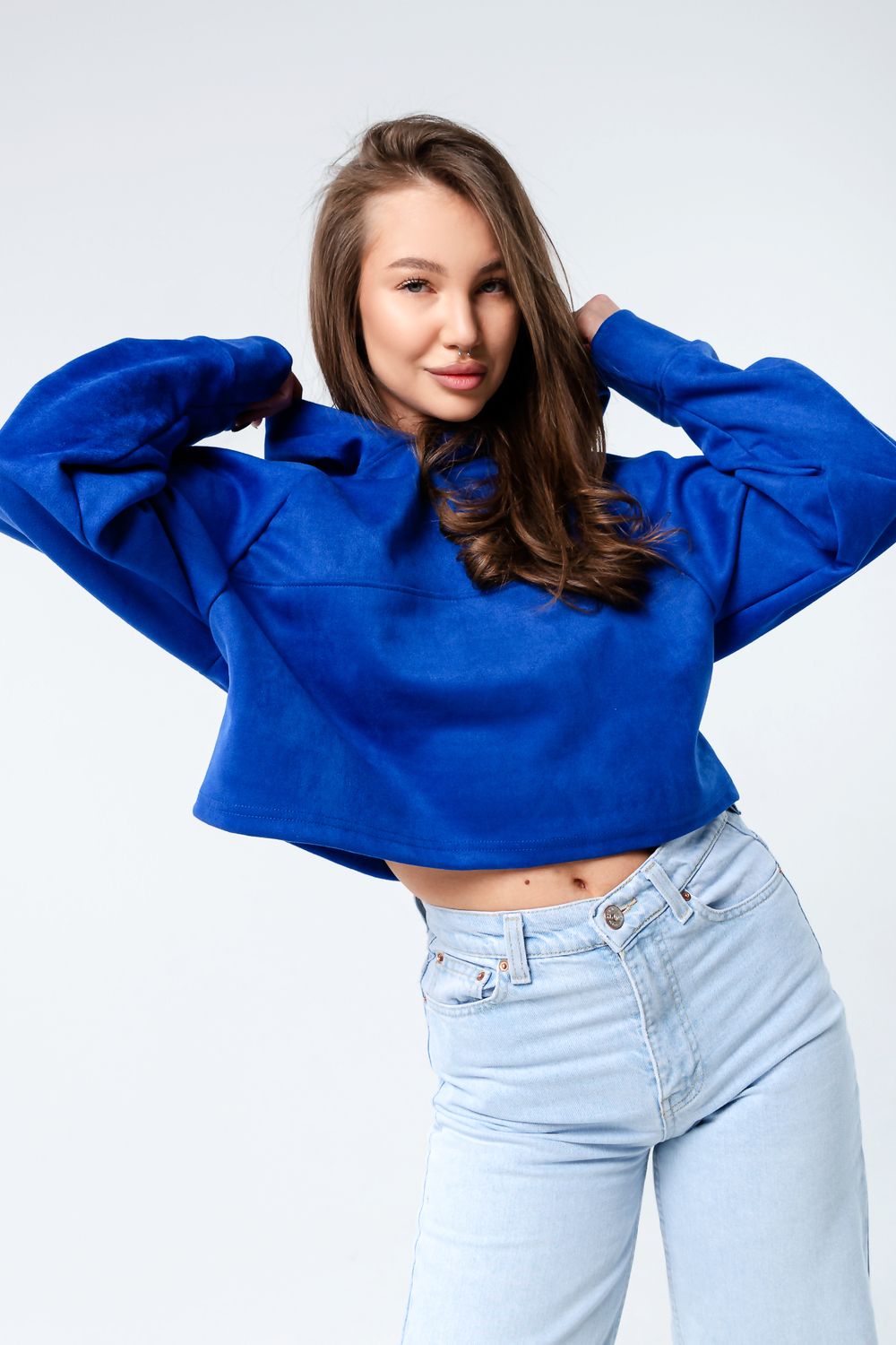 Свитшот 2 оверсайз короткий - электрик