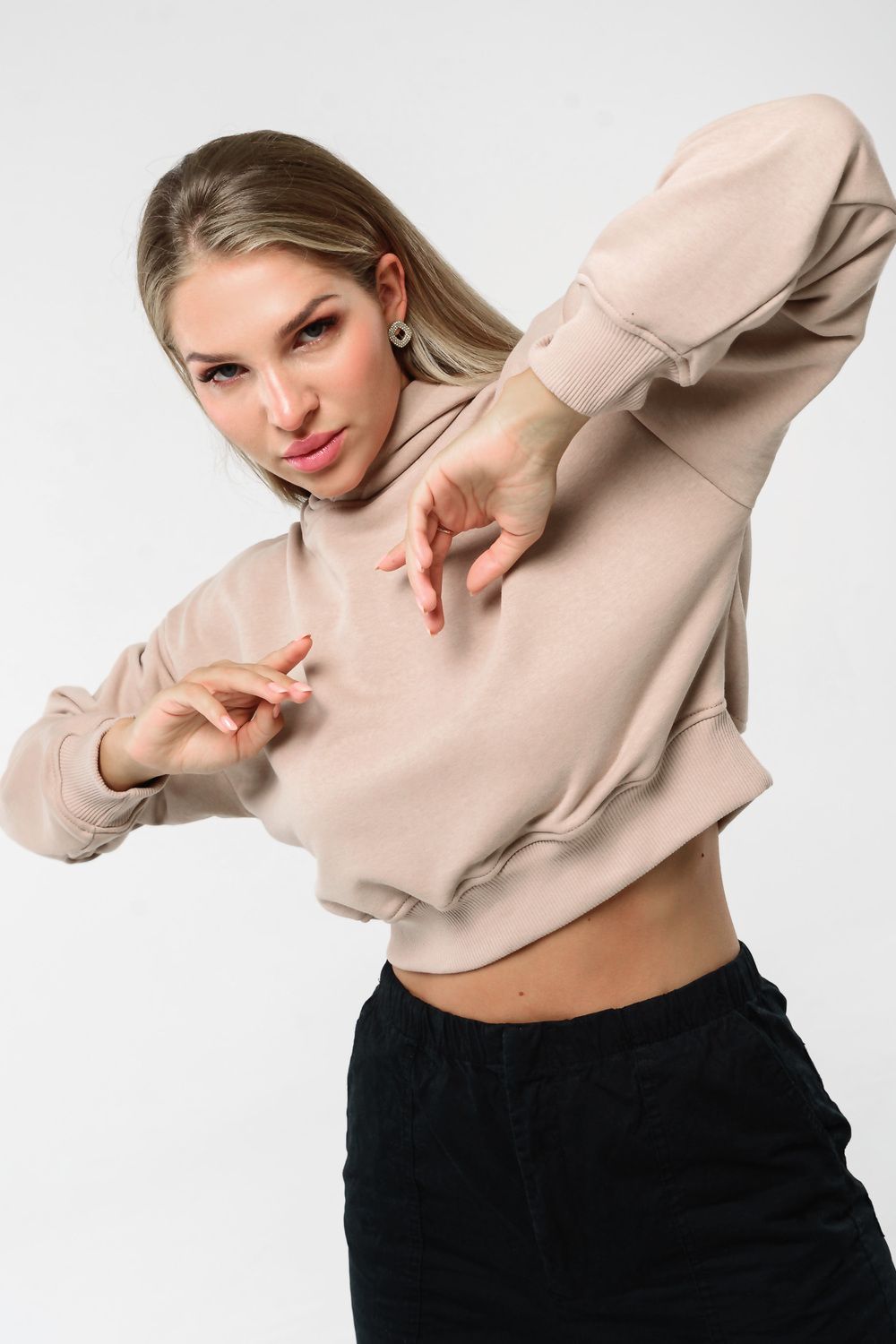 Свитшот 1 оверсайз короткий - бежевый