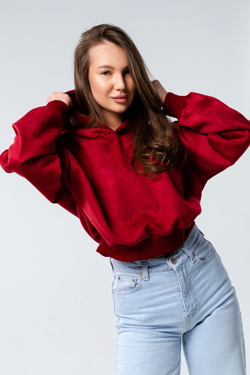 Свитшот 1 оверсайз короткий - бордо