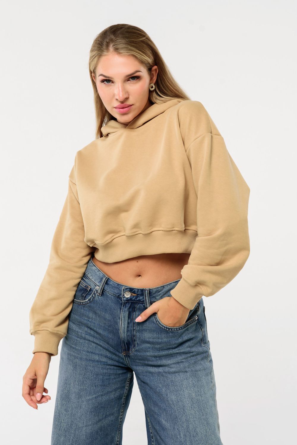 Свитшот 1 оверсайз короткий - кэмел
