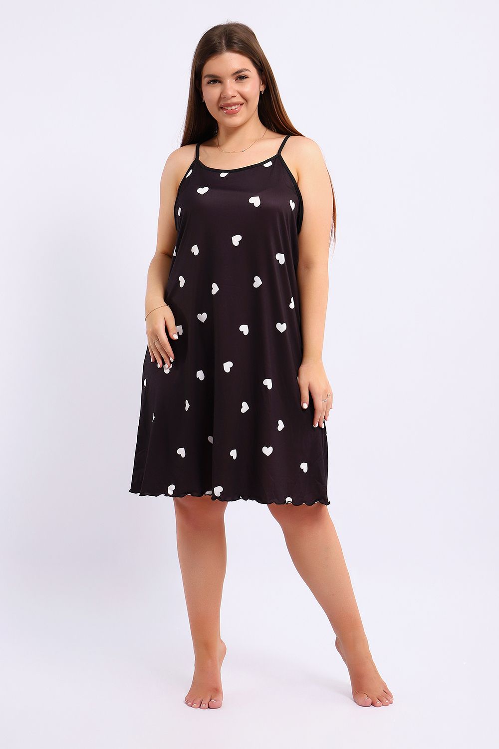 Сарафан летний на тонких бретельках больших размеров 5738 - черный