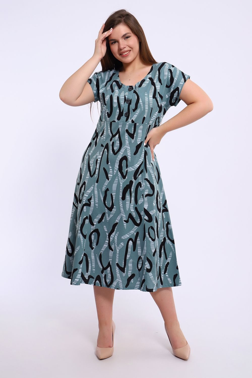 Платье 020 - черный/зеленый