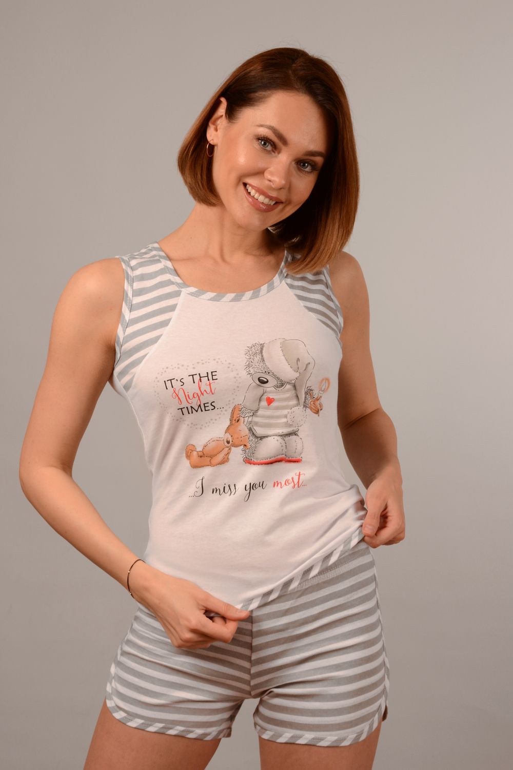 Пижама с шортами ТЕДДИ - 1 - белый