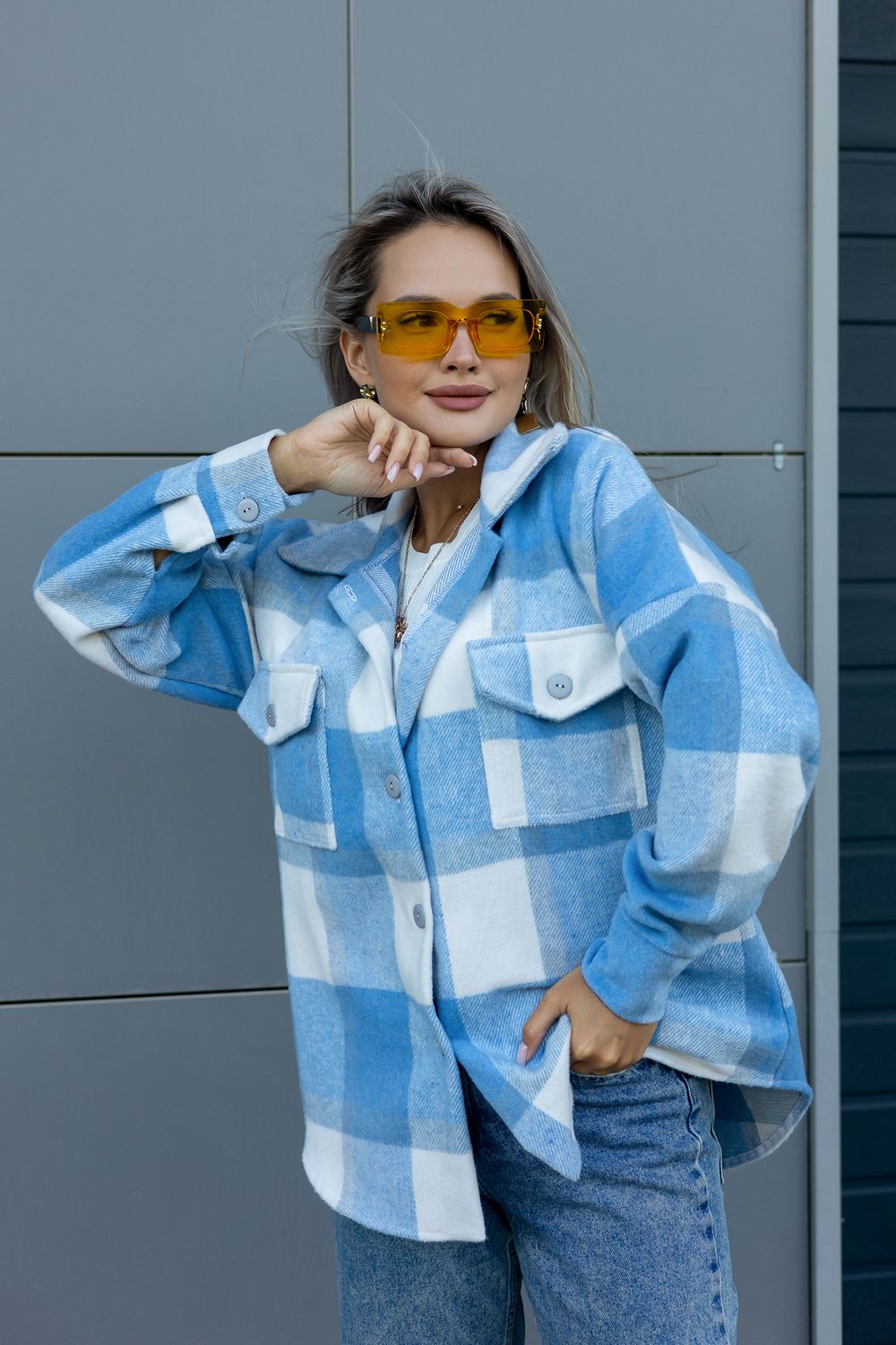 Рубашка женская в клетку РЖК-01 - голубой