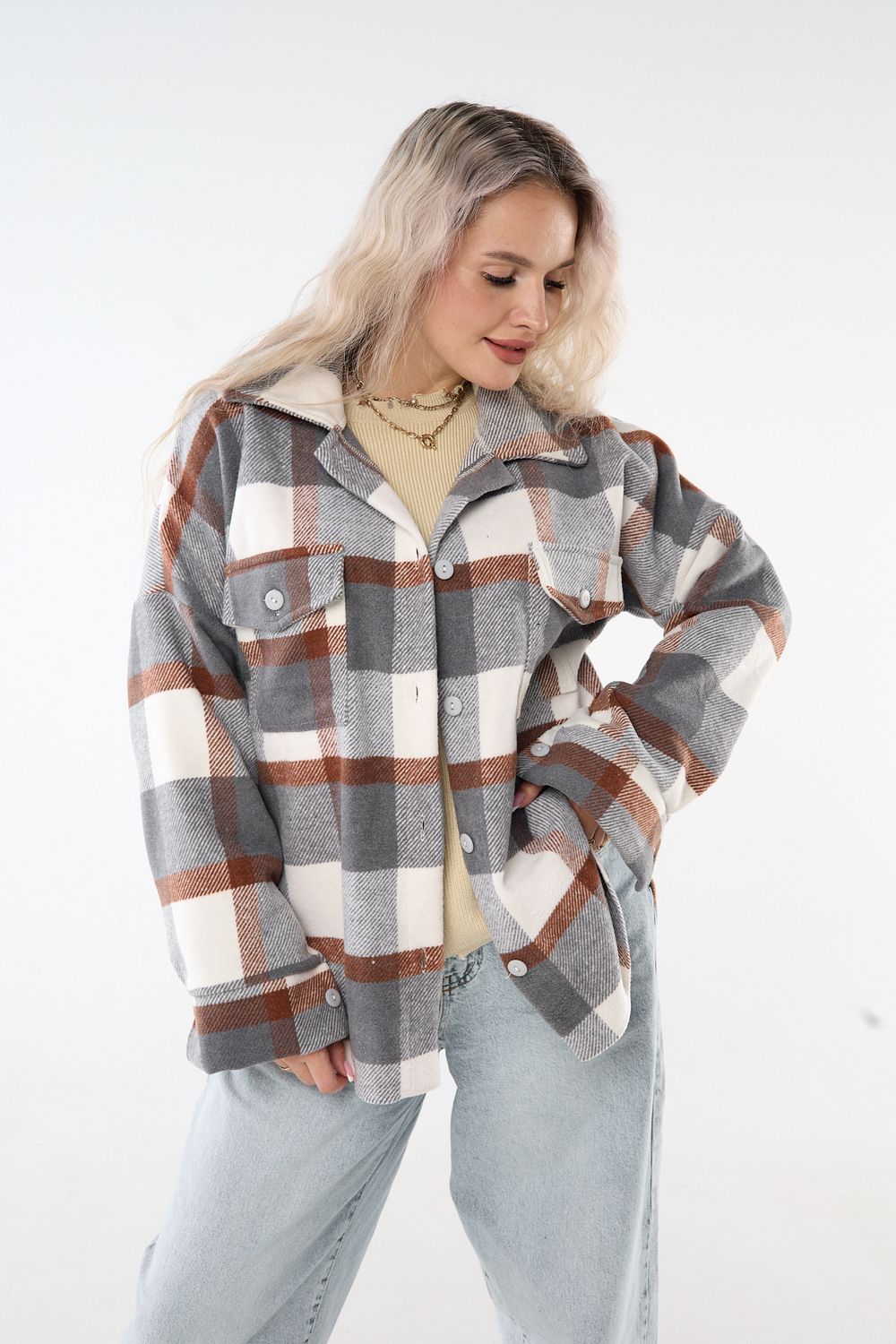 Рубашка женская в клетку РЖК-01 - хаки