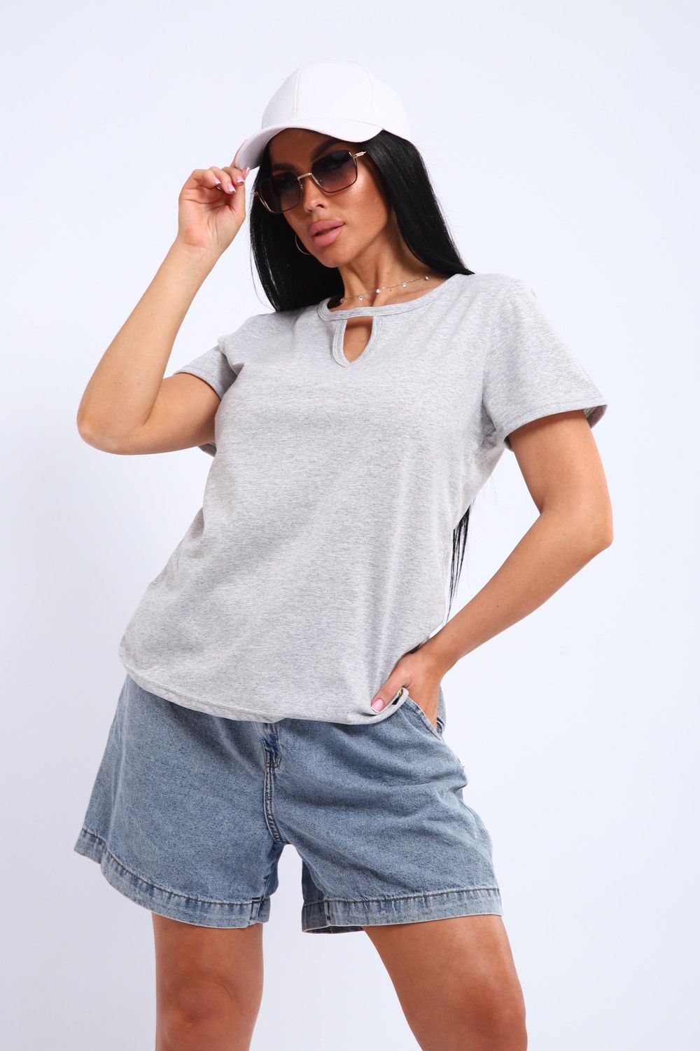 33603 Футболка женская - серый меланж