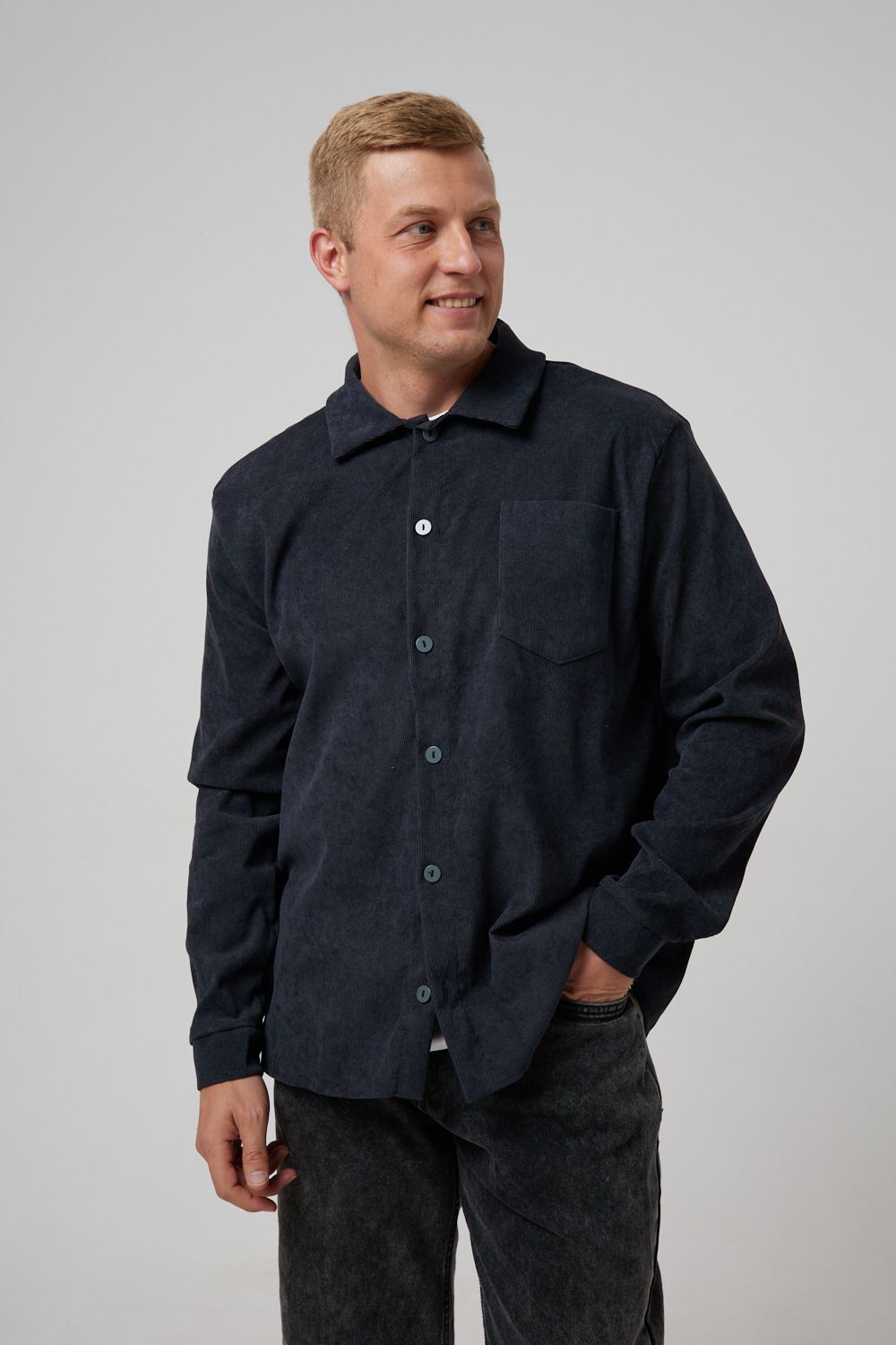 Рубашка мужская вельвет РММ-01 - графит