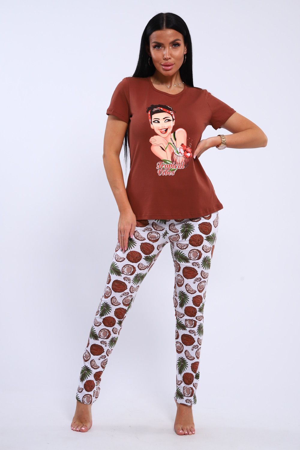 Пижама с брюками GIRL - коричневый