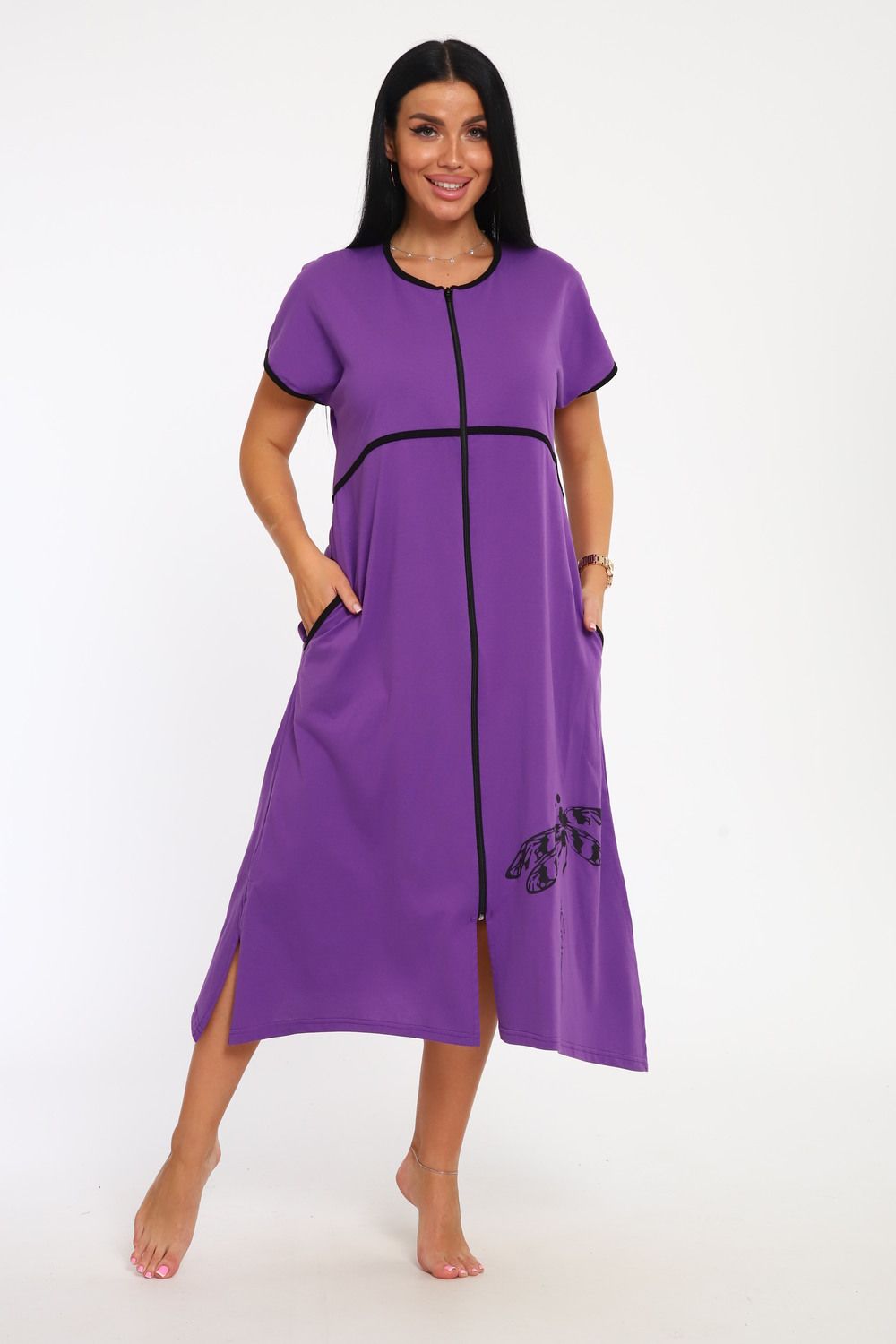 Халат на молнии Tropic - фиолетовый