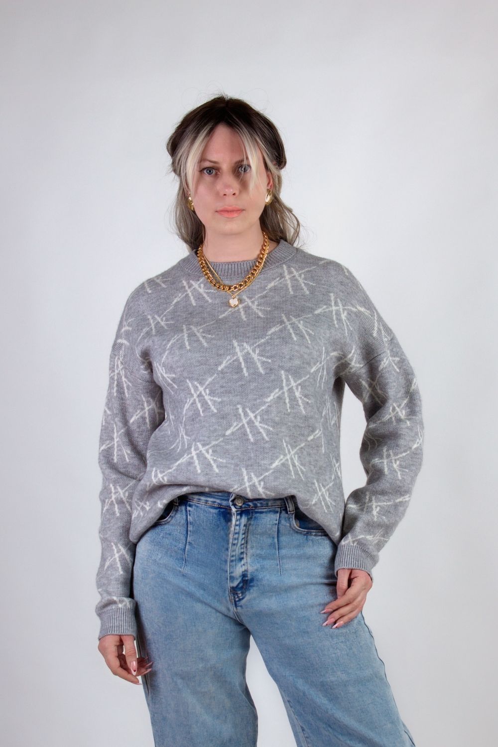 Джемпер Штрихи арт.1897 - светло-серый