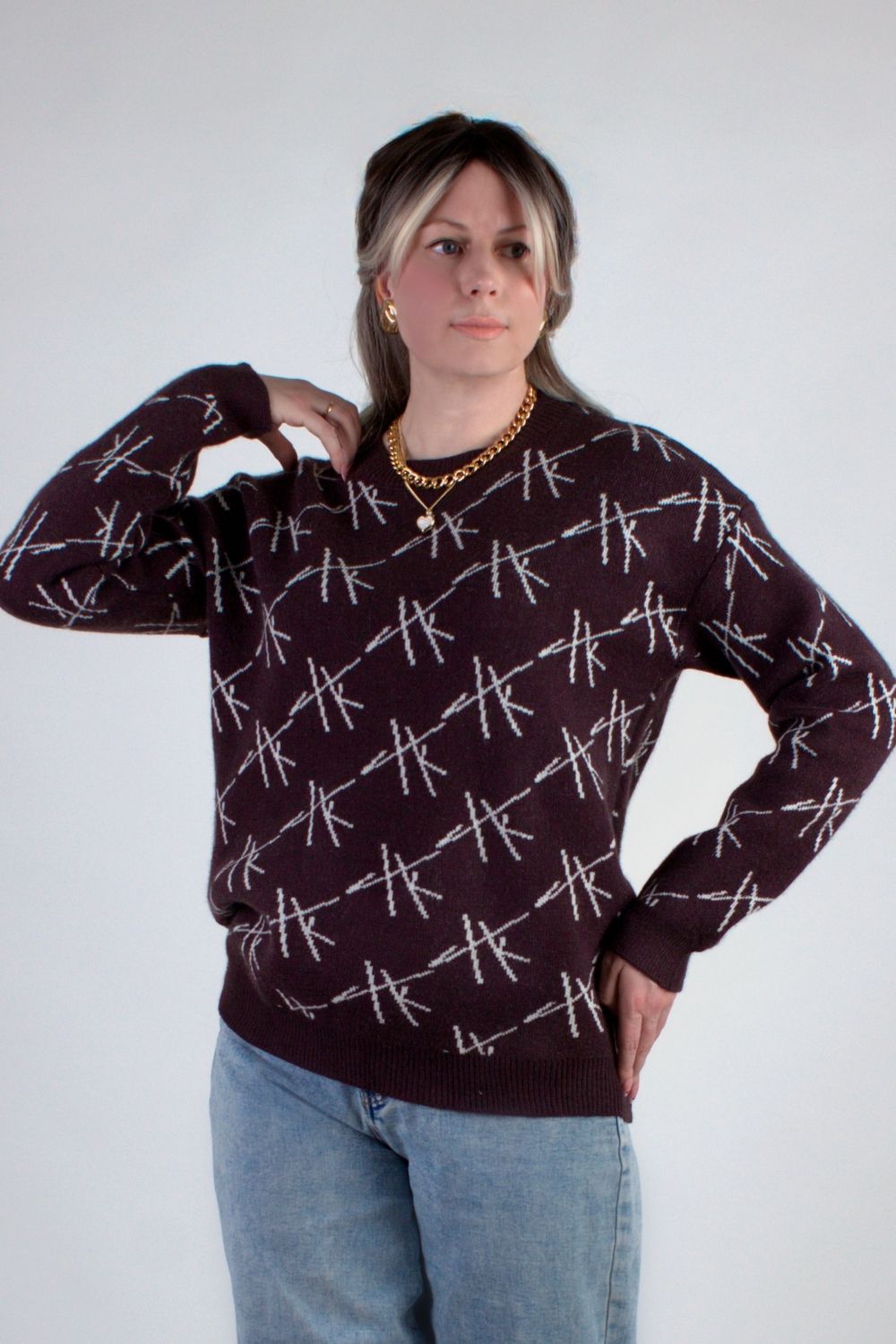 Джемпер Штрихи арт.1897 - темно-коричневый