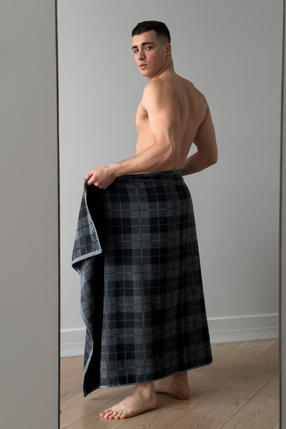 Полотенце махровое Английская клетка - графитовый