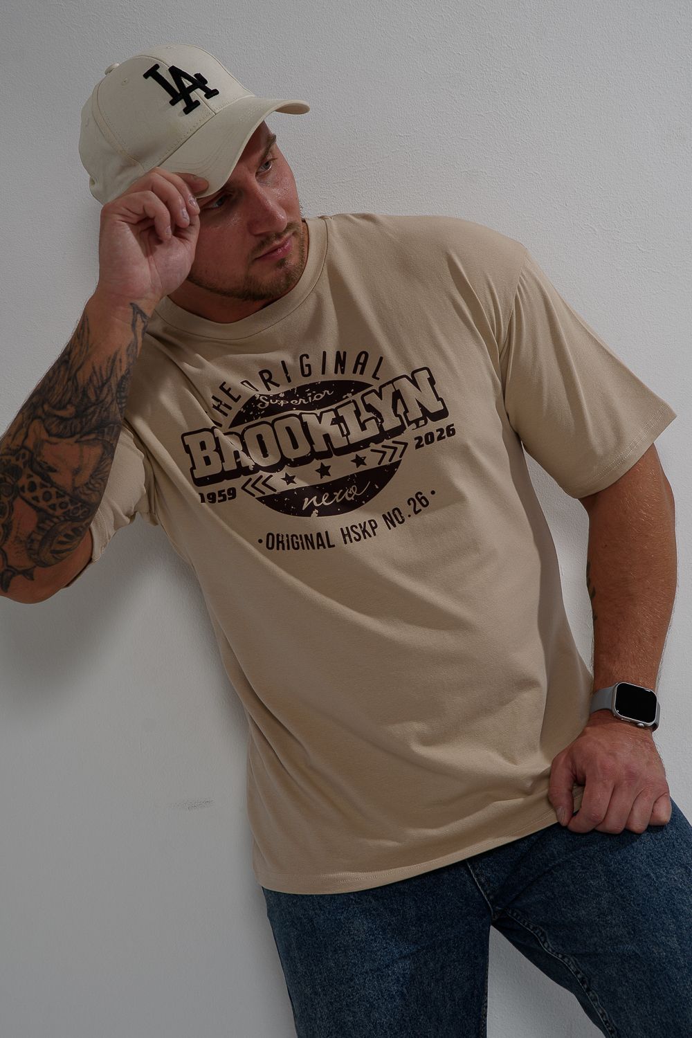 Футболка мужская 8507/1 оверсайз - какао+Бруклин