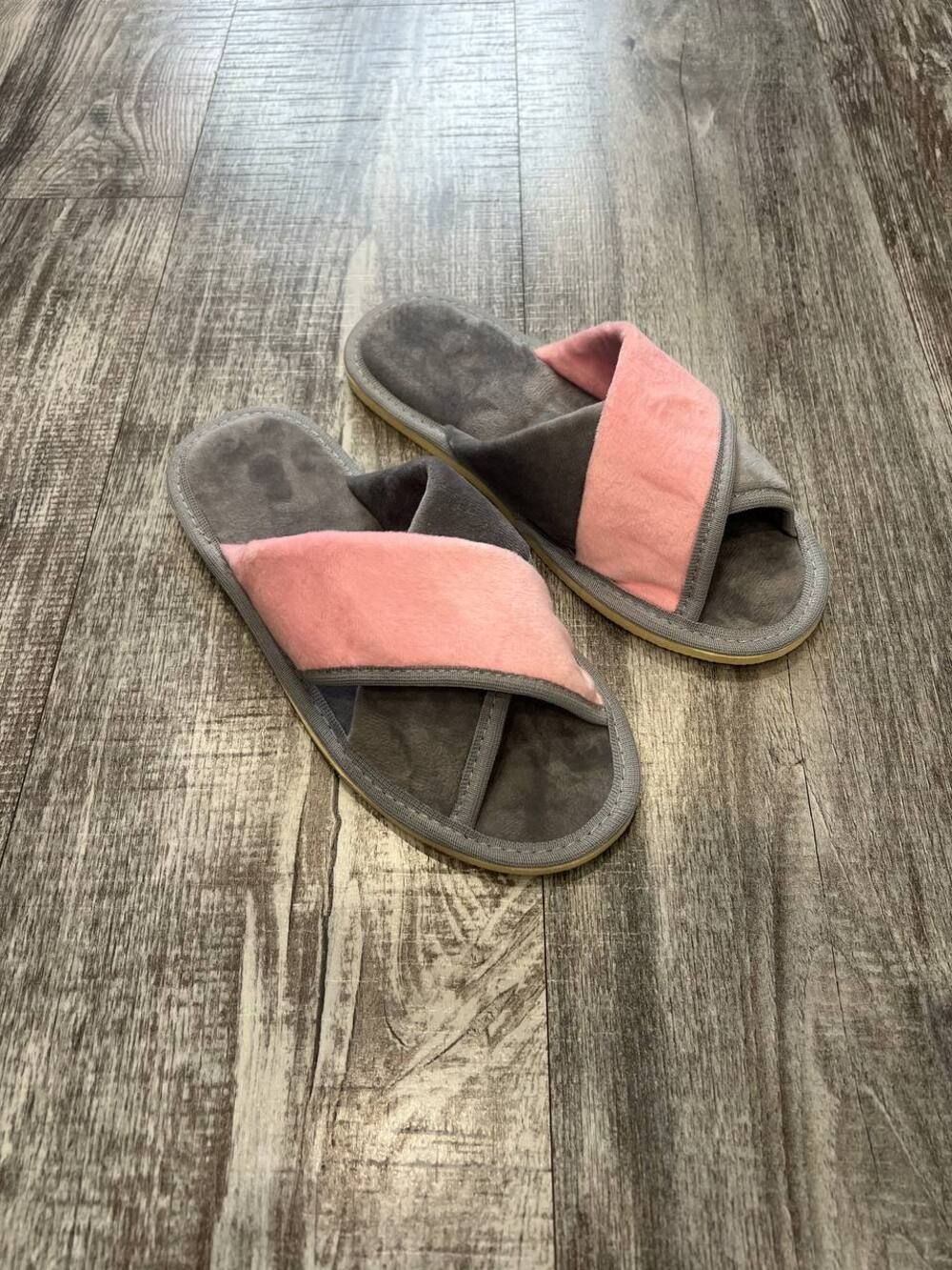 Тапочки женские арт.109 - Сер роз вел