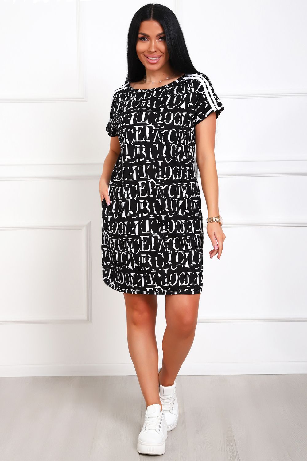 220т Туника женская - бел.буквы на черн.