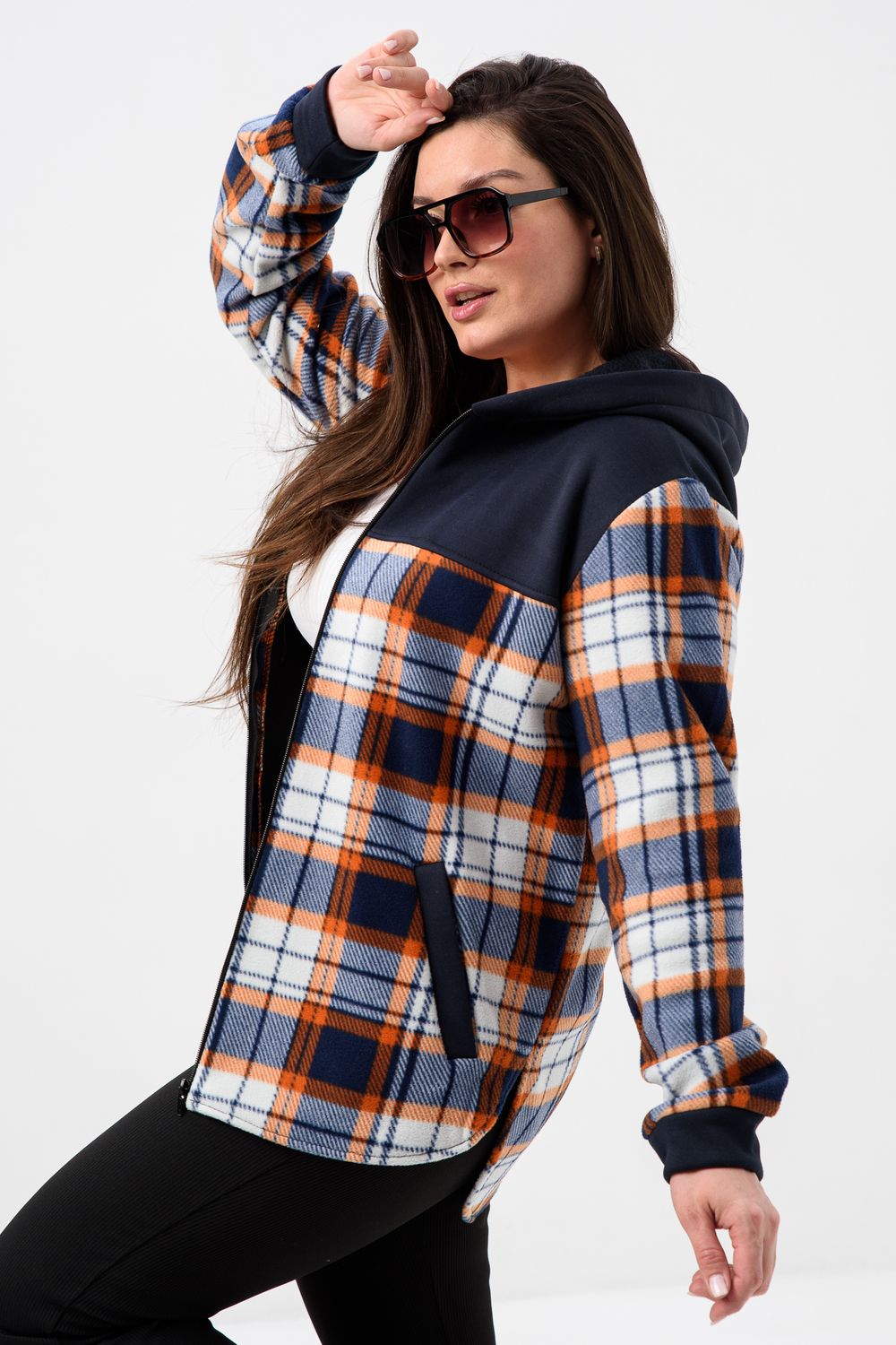 Толстовка женская 52452 - черный-клетка