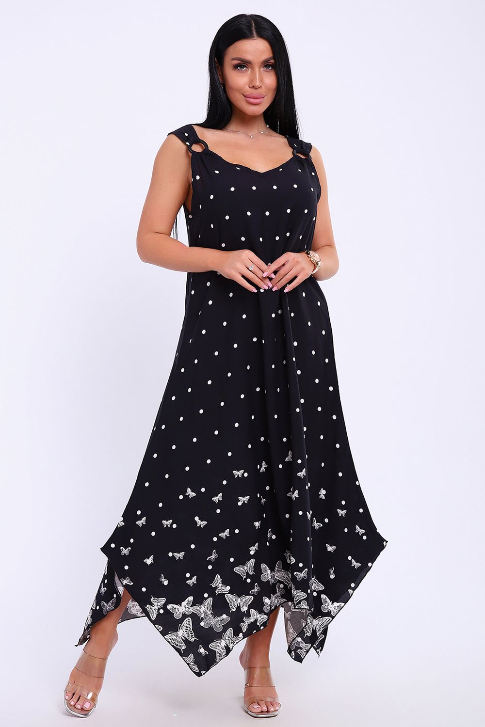 Сарафан летний больших размеров пляжный домашний 5740 - черный