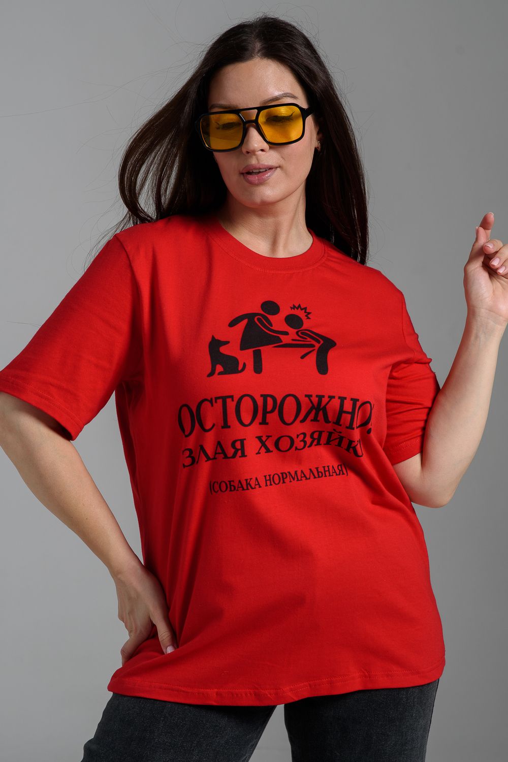 8552 футболка женская - красный+злая