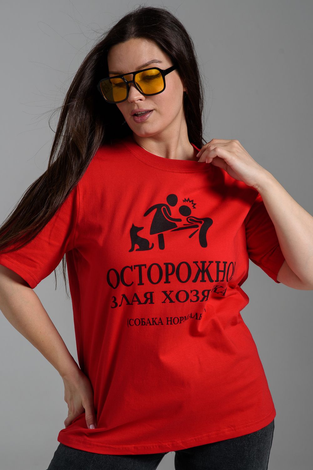 8552 футболка женская - красный+злая