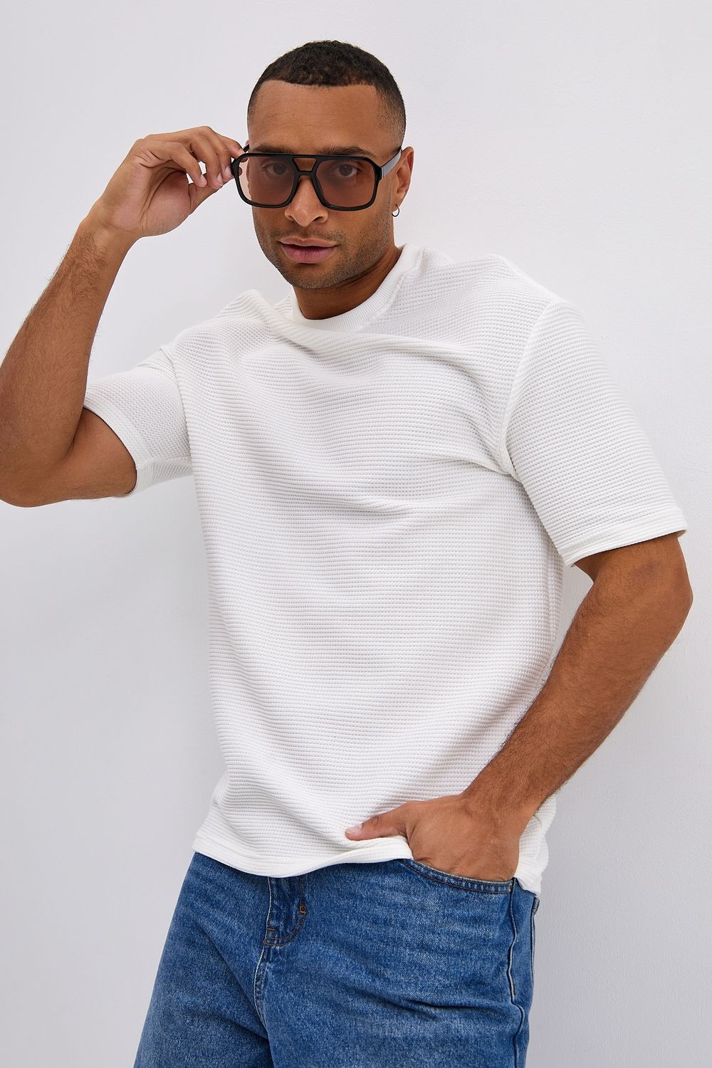 Футболка мужская WAFER хлопок - молочный