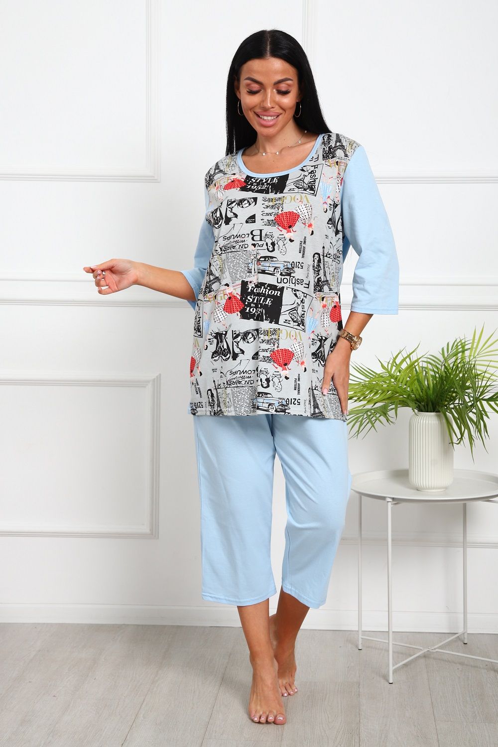 1060 Костюм женский домашний - голубой