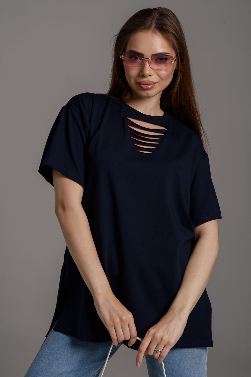 Футболка женская 7468 - темно-синий