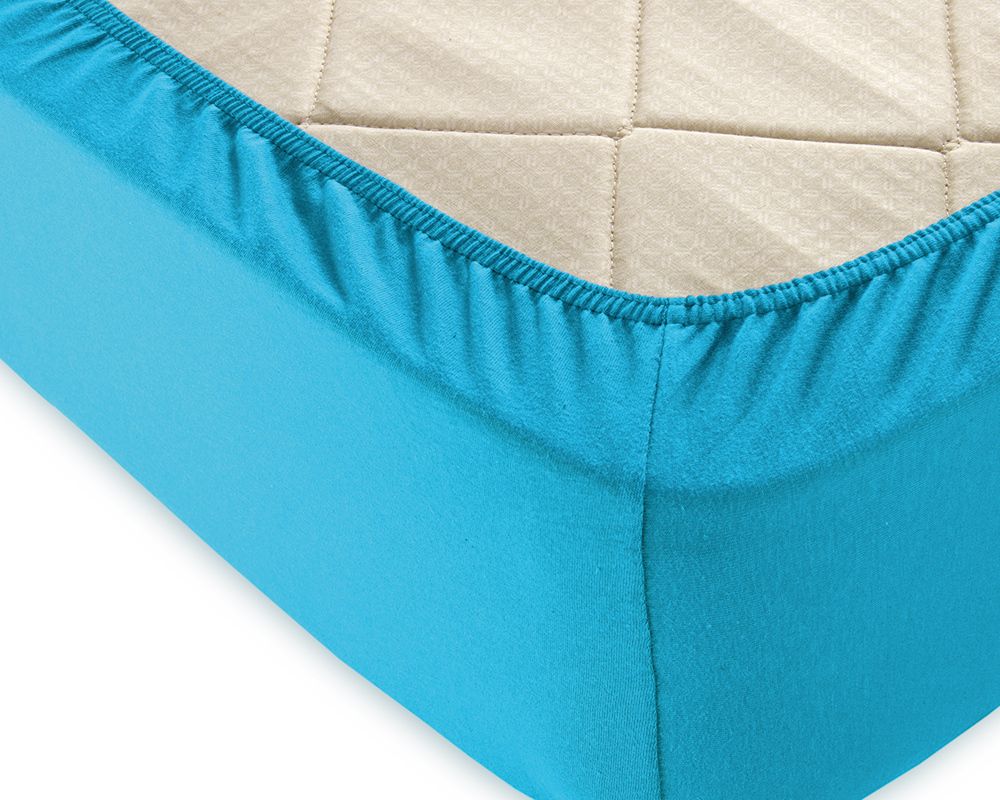 Трикотажная простынь на резинке - голубой