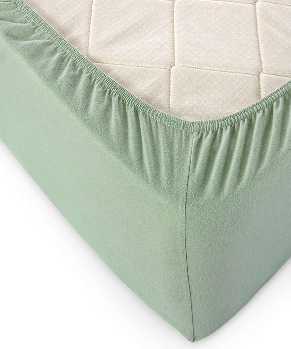 Трикотажная простынь на резинке - оливковый