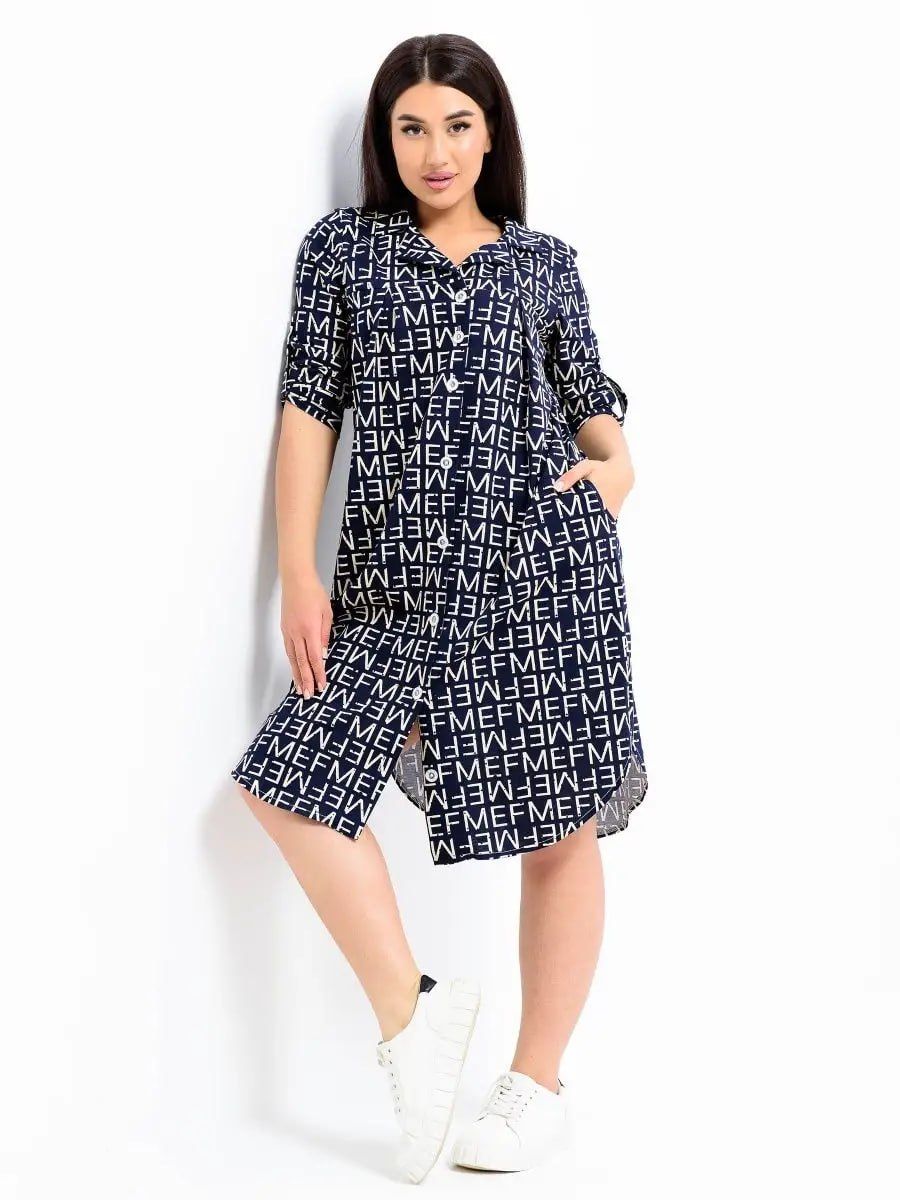 Платье женское Летто - синий+буквы