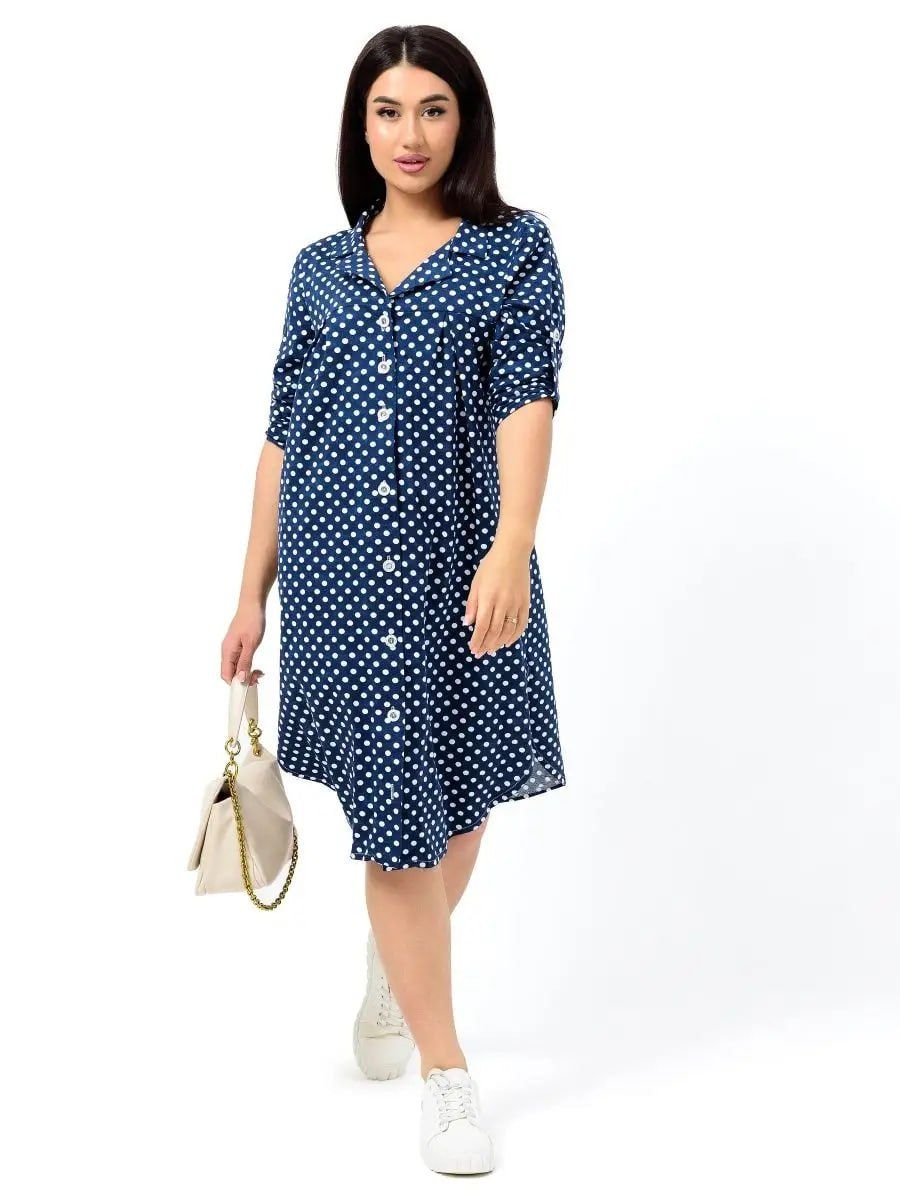 Платье женское Летто - синий горох