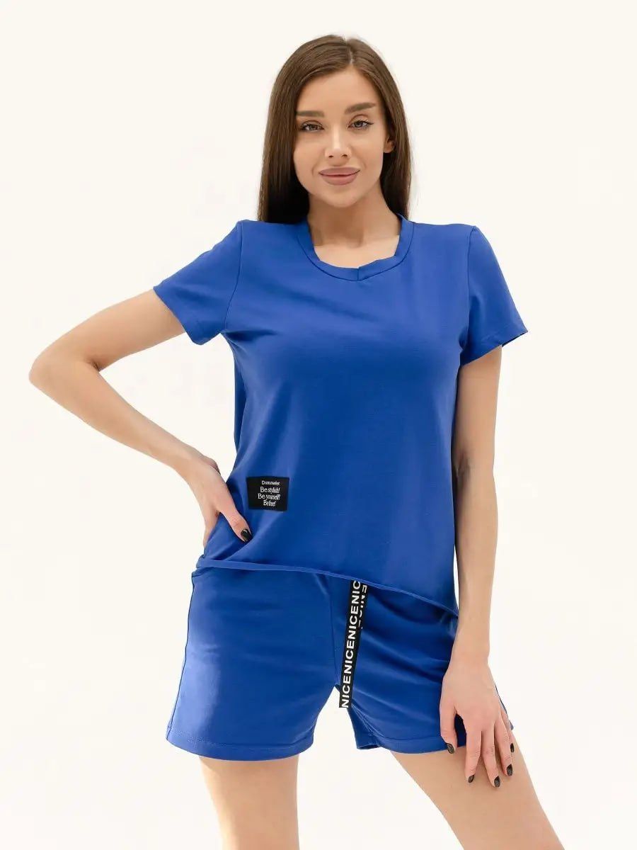 Костюм с шортами КЖ-002 Мотивация - синий