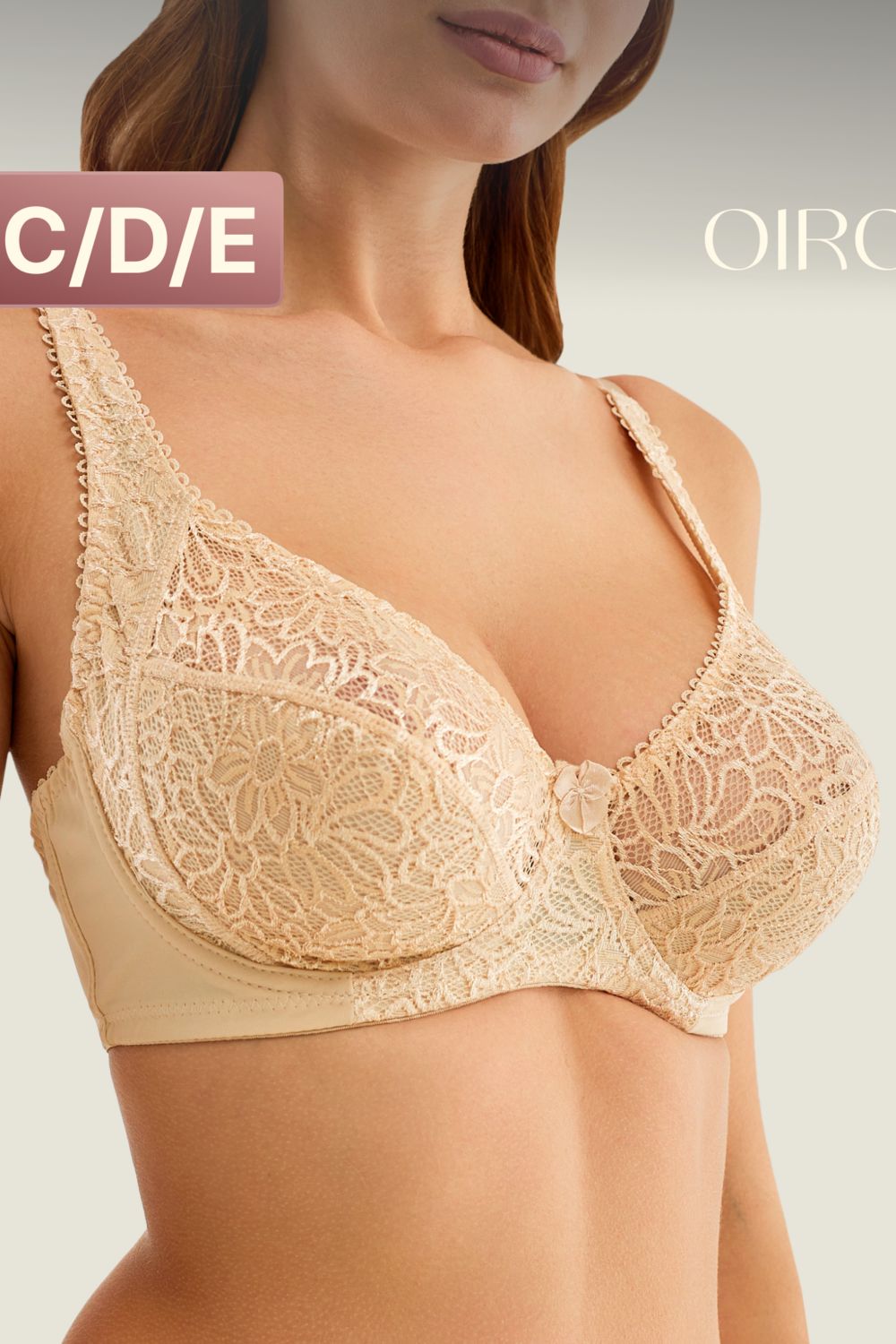 Бюстгальтер 71211 OIRO кружевной мягкая чаша 1 шт - бежевый