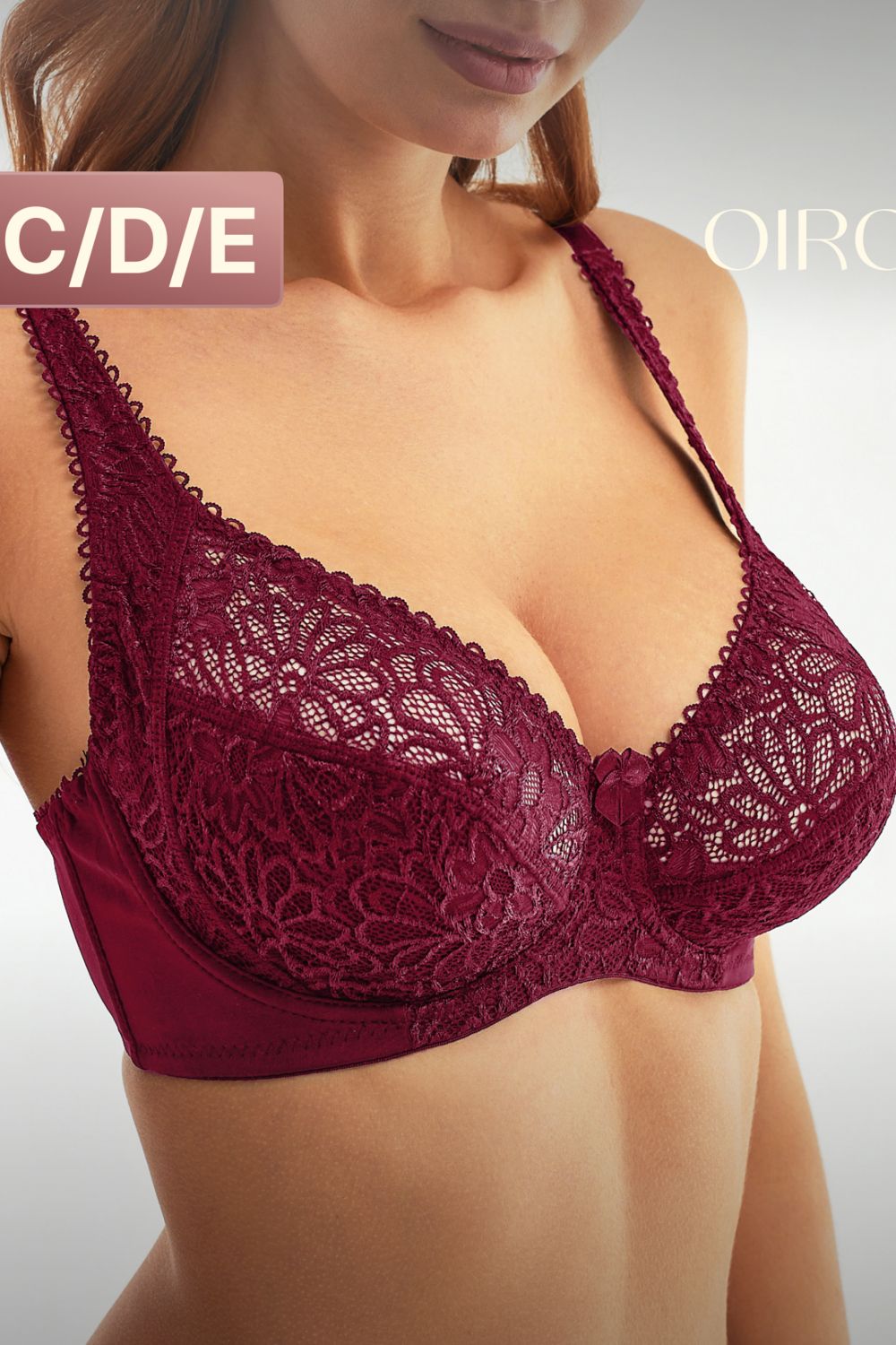 Бюстгальтер 71211 OIRO кружевной мягкая чаша 1 шт - бордовый