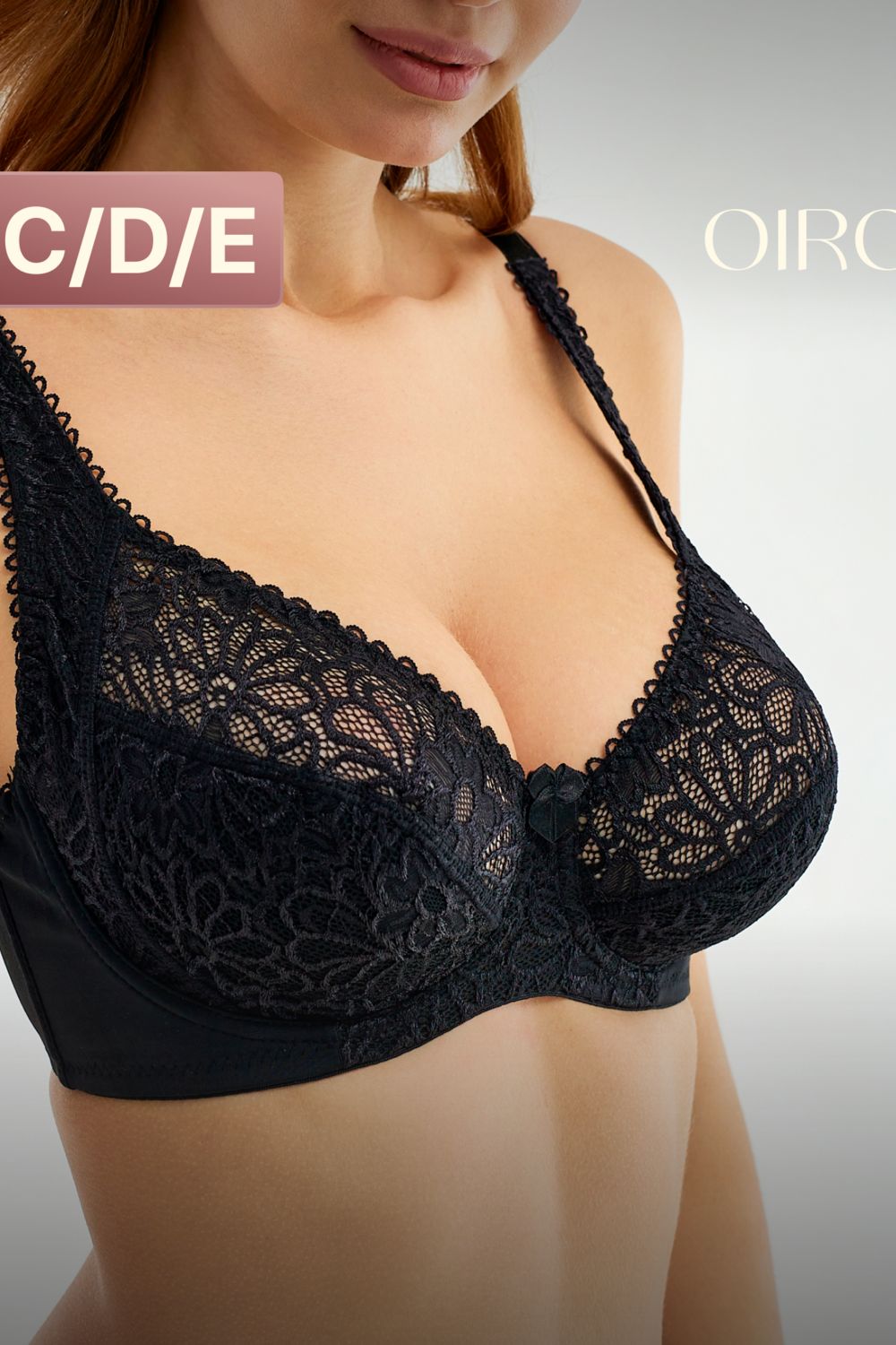 Бюстгальтер 71211 OIRO кружевной мягкая чаша 1 шт - черный