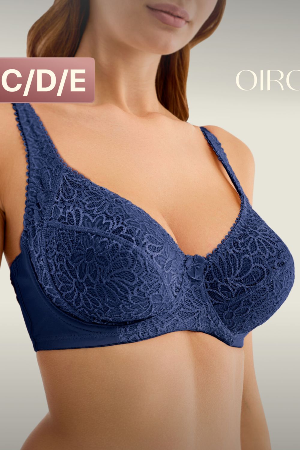 Бюстгальтер 71211 OIRO кружевной мягкая чаша 1 шт - синий