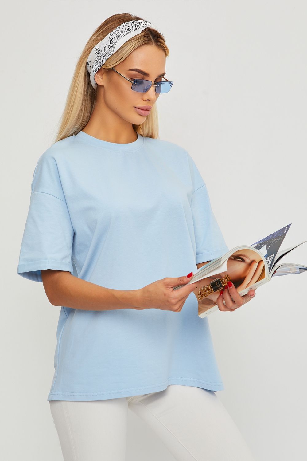 Футболка оверсайз женская ГБ4000-ФЖ - голубой