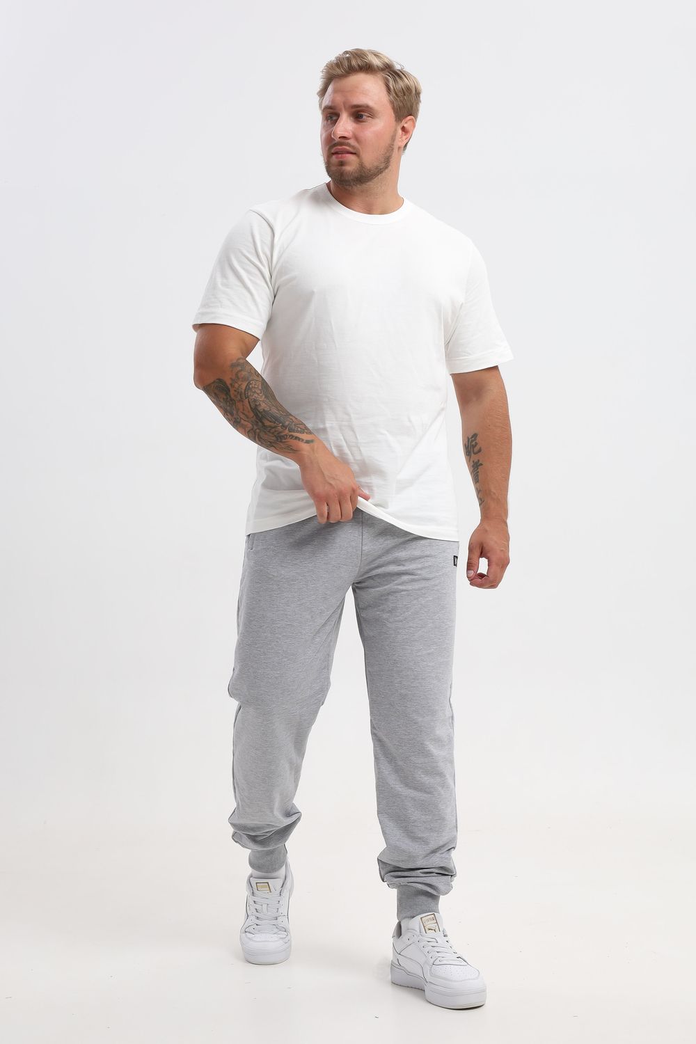 17 Брюки мужские с манжетом - серый меланж