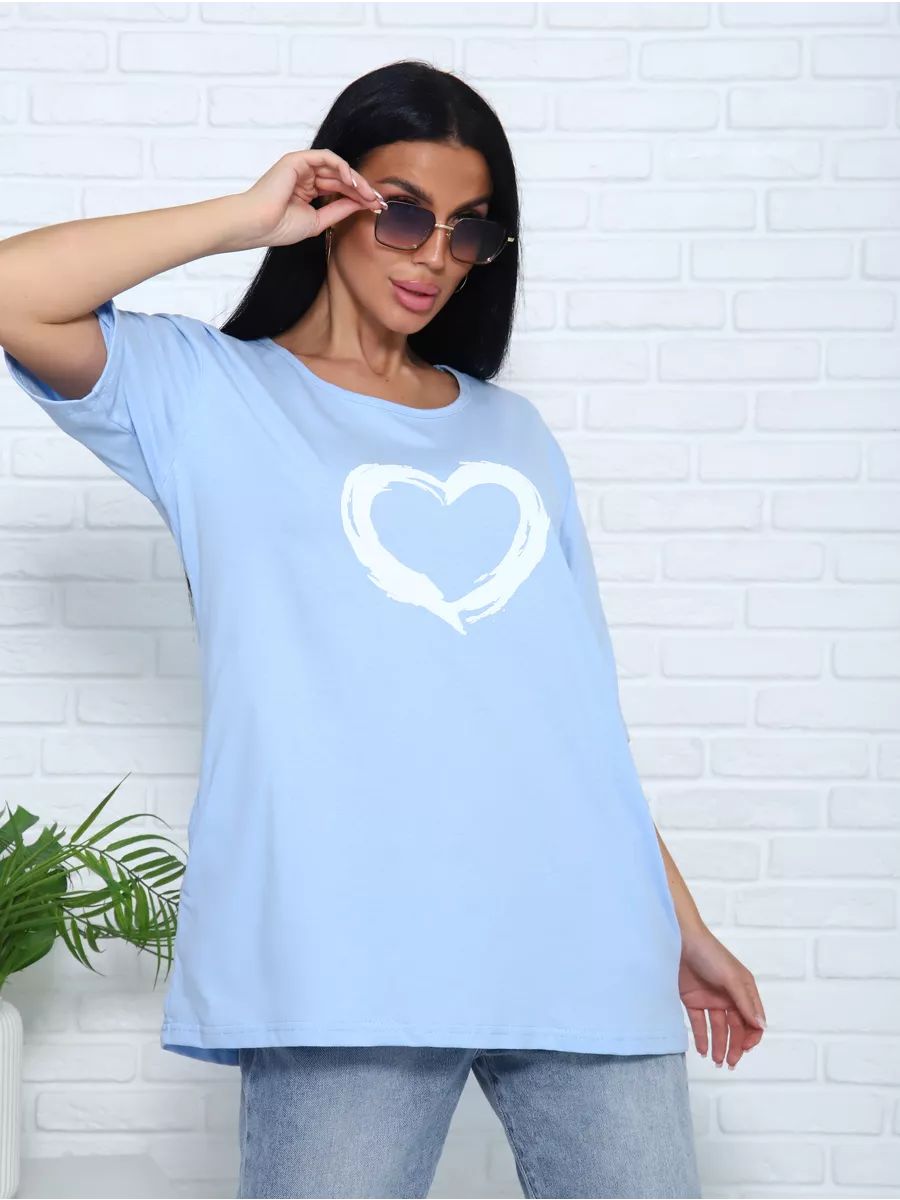 Футболка удлиненная 783 - голубой