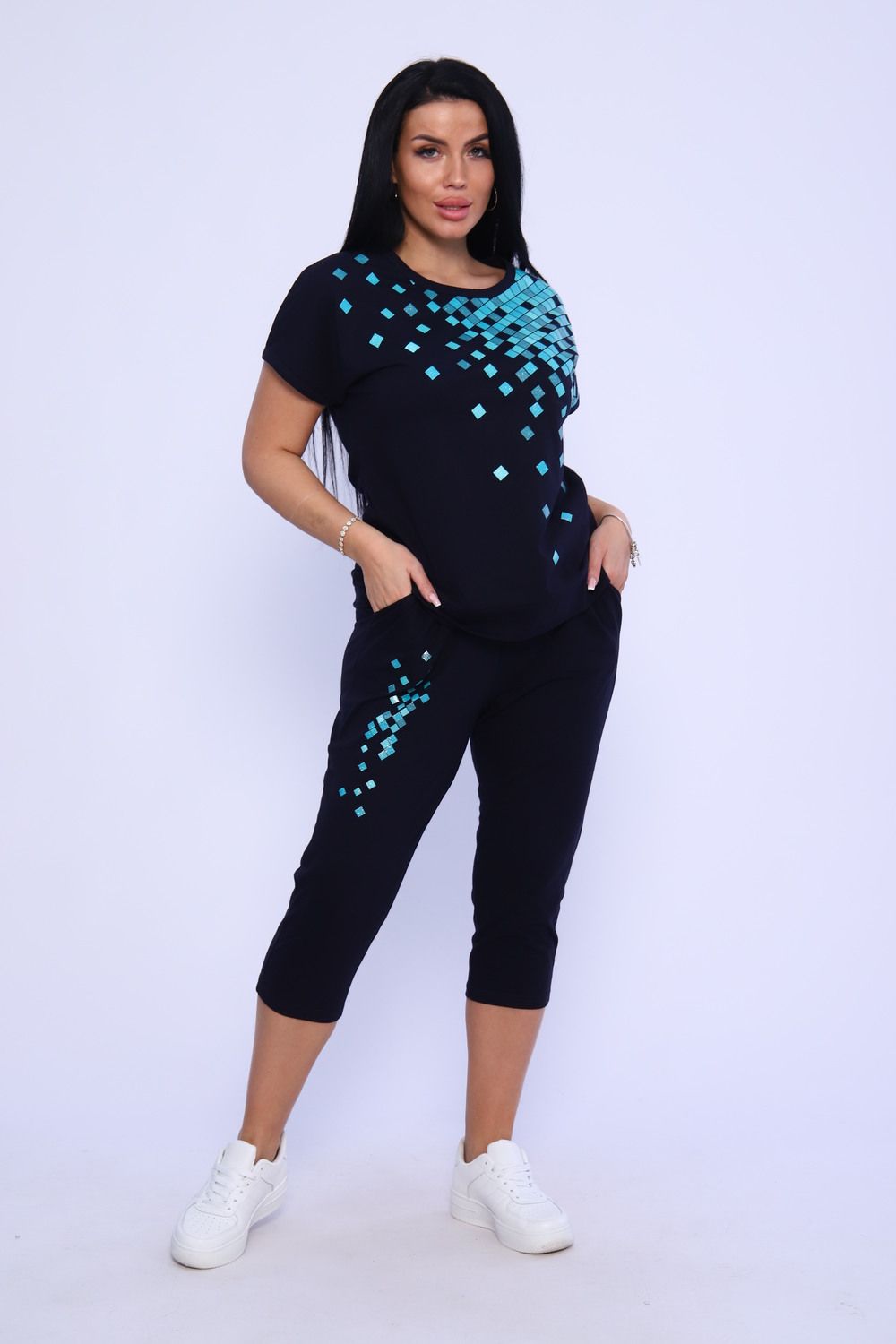 Костюм женский КБЖЖ0020 - сине-бирюзовый