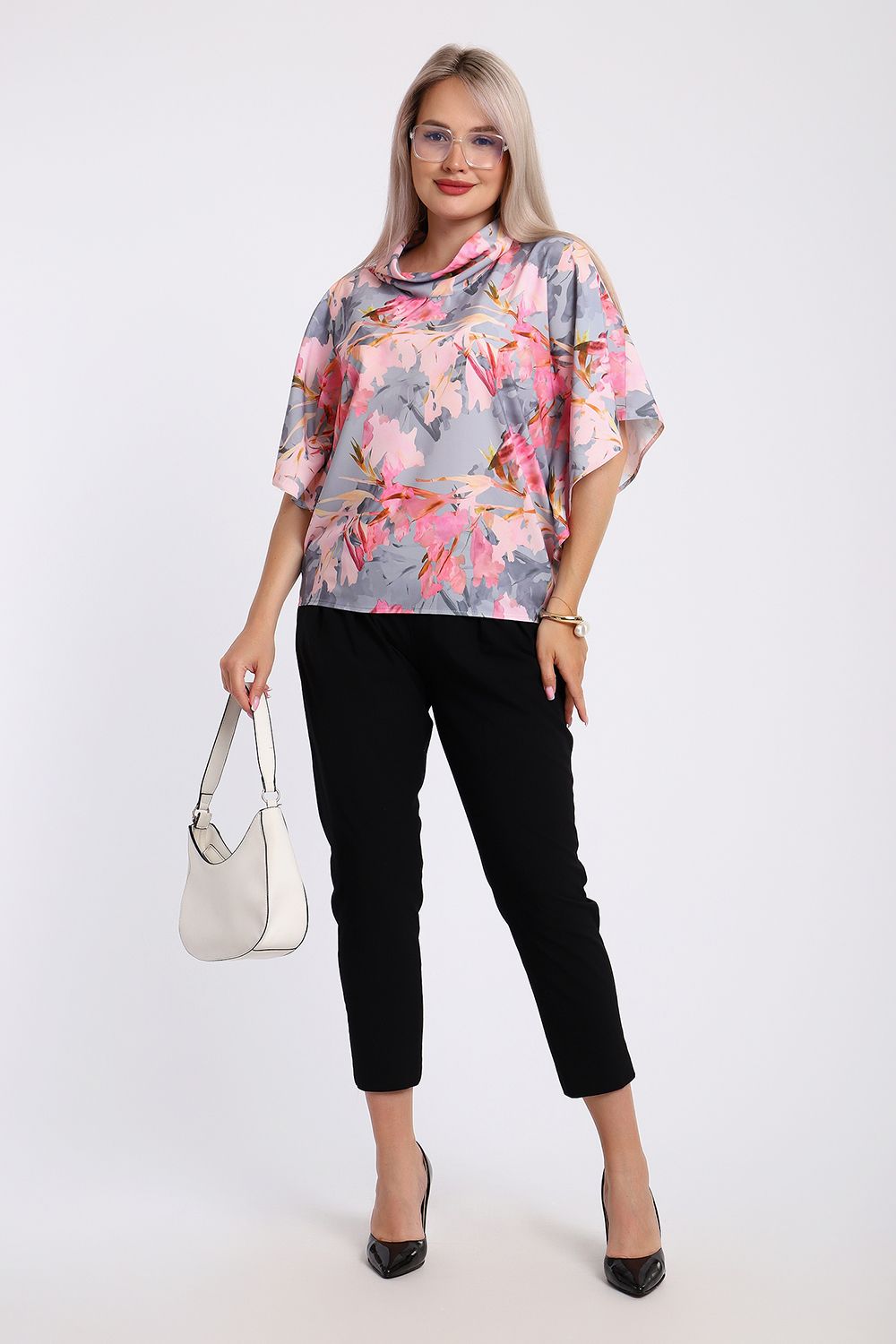 Блузка 32729 - розовые цветы
