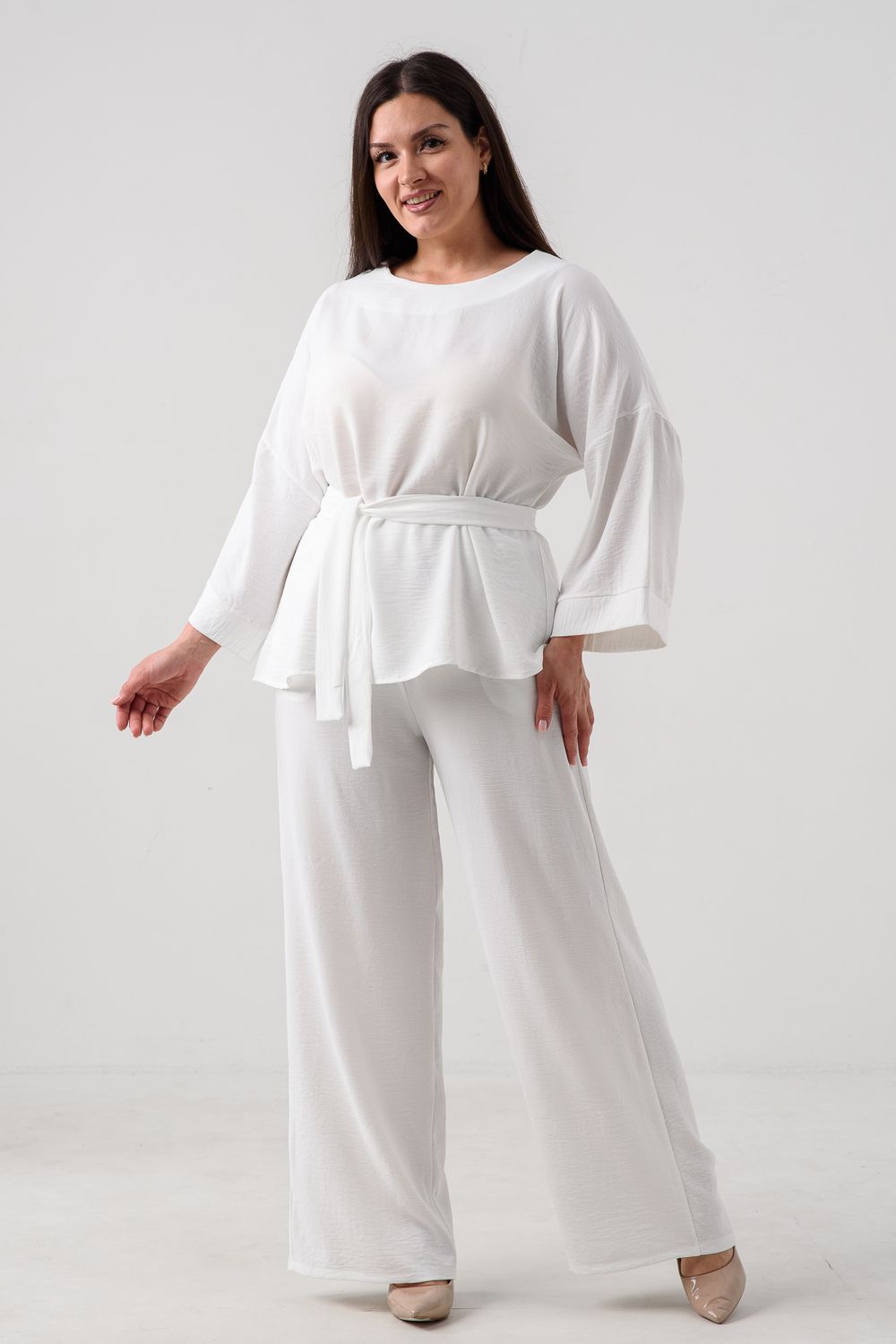 Костюм женский брючный сингапур 52453 - белый