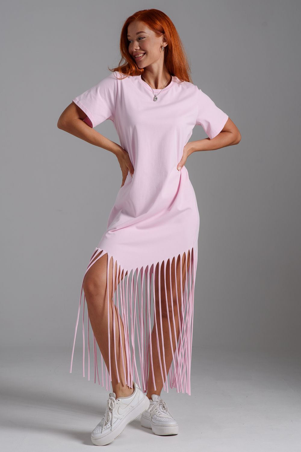 7477 Платье женское - розовый