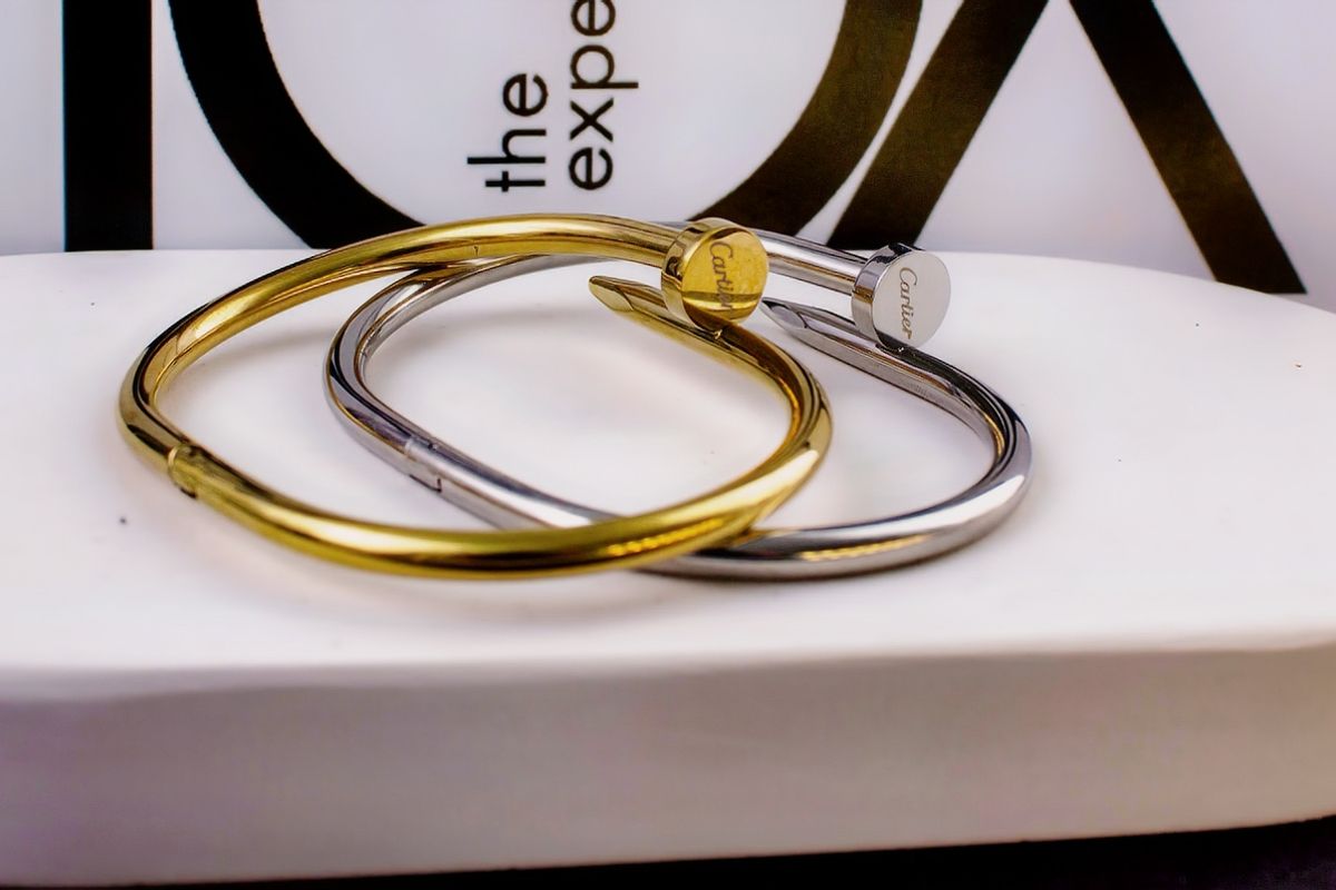 Стальной браслет Картье Гвоздь + Подарок - золото