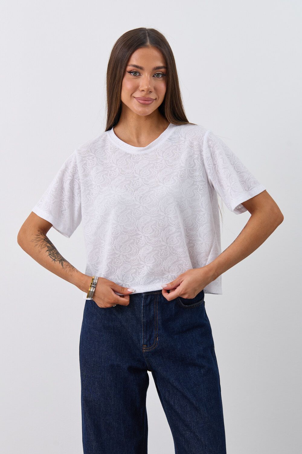 Футболка женская АЖУР хлопок - белый