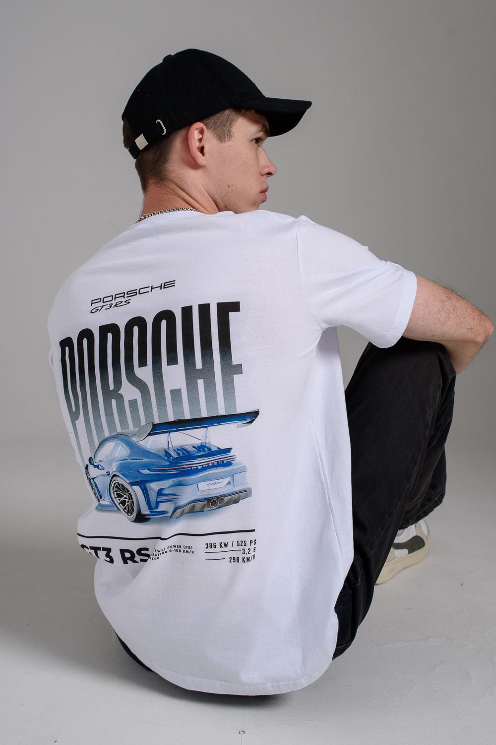 8556 Футболка мужская - белый+порше