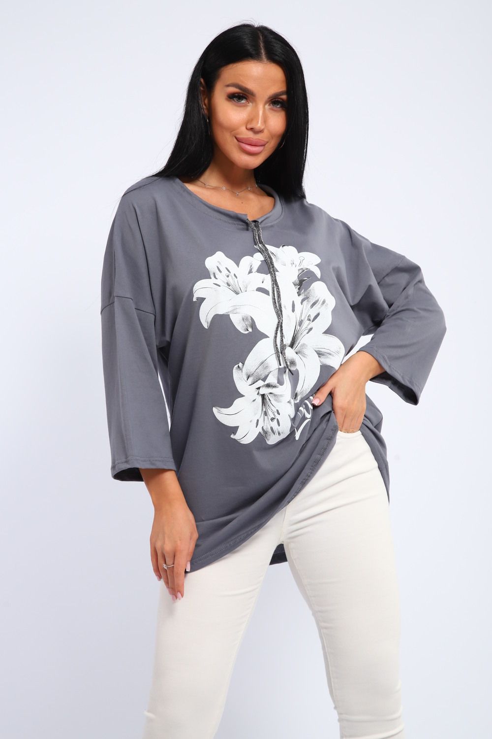 Туника женская со спущенным рукавом 20518 - графит