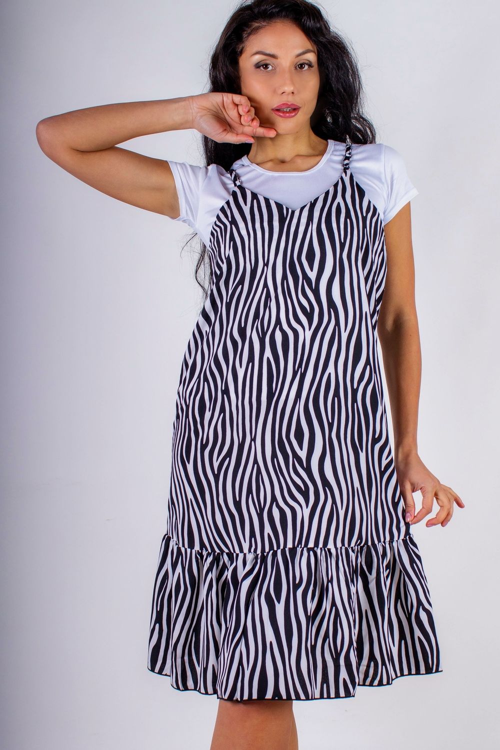 Сарафан с воланом Summer Breeze арт. 8688 - Черно-белый зебра