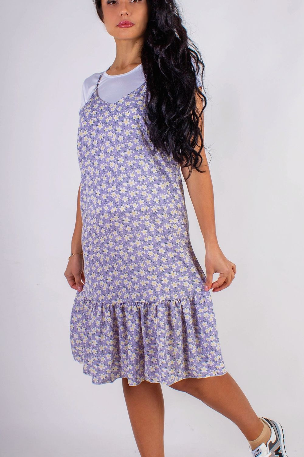 Сарафан с воланом Summer Breeze арт. 8688 - сирень+белый цветочек