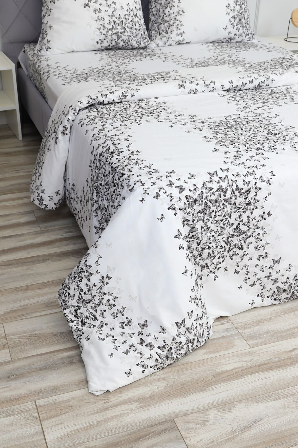Пододеяльник поплин Бабочки - белый